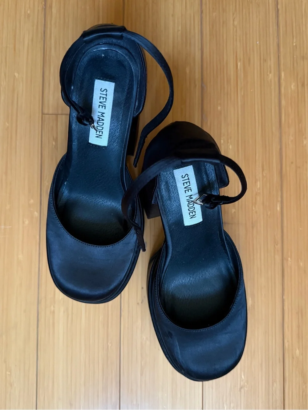Steve Madden Black Platform Block Heels with Ankle Strap